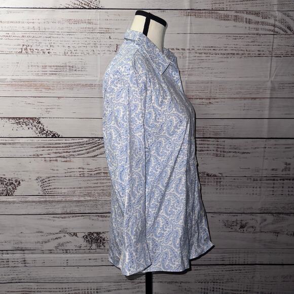 L.L.Bean Blue Paisley button down Shirt women’s size medium - Picture 4 of 7